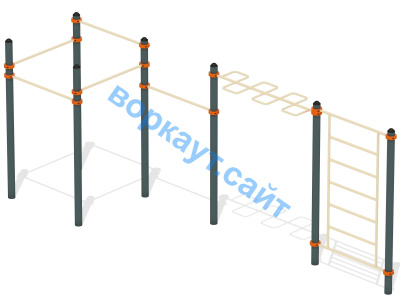 Воркаут турники с шведской стенкой и рукоходом  ВС-21 в Улане-Удэ