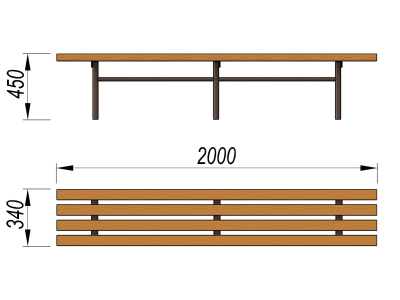 Двухметровая лавочка без спинки 2 м МАФ 1602 в Улане-Удэ