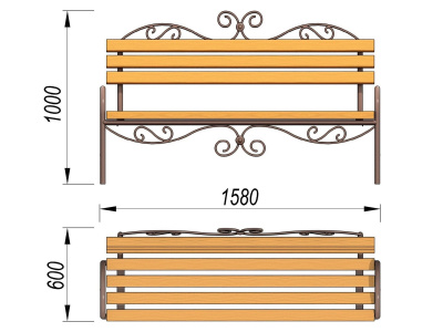 Лавочка кованная МАФ 1606 в Улане-Удэ