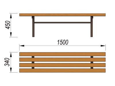 Лавочка без спинки МАФ 1601 в Улане-Удэ