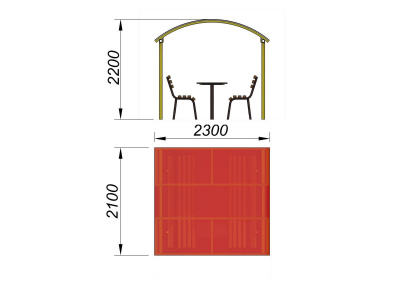 Стол и лавки под навесом МАФ 4005 в Улане-Удэ