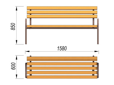 Парковая лавочка со спинкой МАФ 1605 в Улане-Удэ