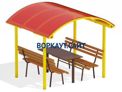 Стол и лавки под навесом МАФ 4005 в Улане-Удэ
